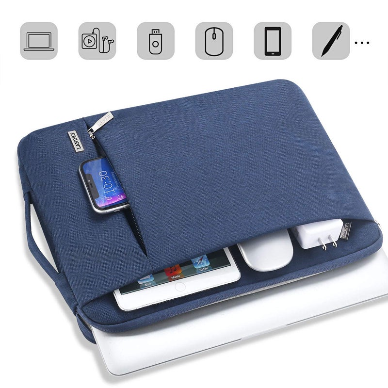 LANDICI 360Â° Protective Laptop Sleeve 13-14 Inch, Computer Bag Carrying Case for MacBook Air 13 M1/M2, MacBook Pro 13/14, Chromebook 14, Slim, Shockproof, Waterproof, Blue - Image 2